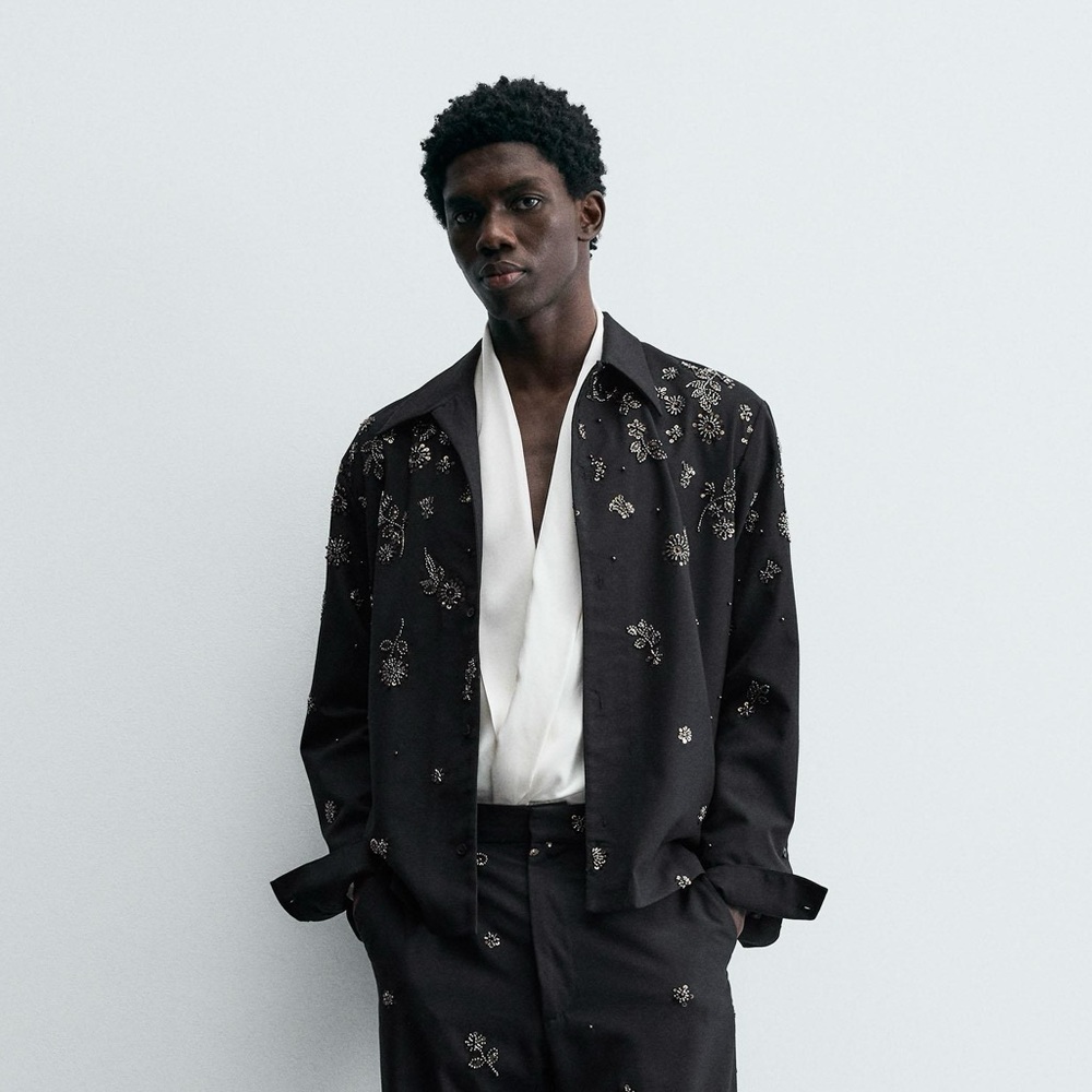 Zara Studio Limited Edition Flowy Sequined Shirt - Picture 8 of 17